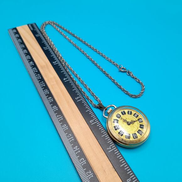 Lucerne Swiss Made Wind Up Gold Watch Pendant Necklace 1960s Vintage - Picture 7 of 13